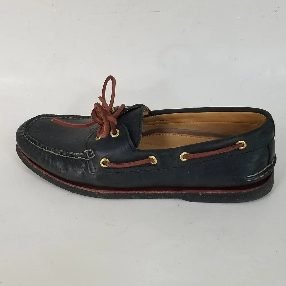 Sperry Boat Shoes Mens 10 Navy Gold Cup Authentic Original Lambskin Leather